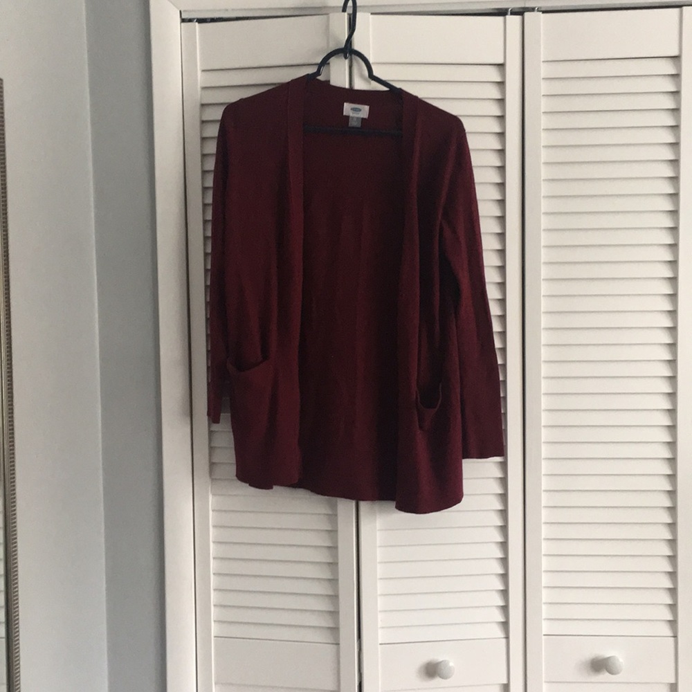 Long maroon cardigan